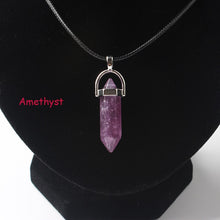 Load image into Gallery viewer, Hexagonal Column Necklaces Natural Crystal Pendants Stone Pendant Leather Chains Necklace For Women Fashion Jewelry
