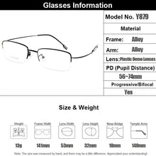 Load image into Gallery viewer, Gmei Optical Men Ultra-Light Semi-Rimless Memory Titanium Alloy Glasses Frames for Men Myopia Presbyopia Reading Spectacles Y879
