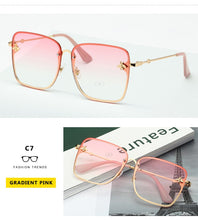 Load image into Gallery viewer, 2022 New Fashion Lady Oversize Rimless Square Bee Sunglasses Women Men Small Bee Glasses Gradient Sun Glasses Female UV400