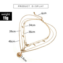 Load image into Gallery viewer, Shiny Crystal Gem Round Stars Pendant Multilayer Chain Necklace Charm Pearl Gold Chain Party Jewelry Gift 6653
