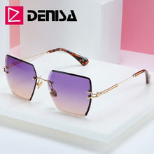 Carica l'immagine nel visualizzatore di Gallery, Moda blu occhiali da sole senza montatura donne 2022 UV400 lusso aviazione signore occhiali da sole occhiali tonalità zonnebril dames
