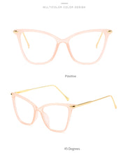 Load image into Gallery viewer, Retro glasses frame women cat eye eyeglasses Large transparent clear eye glasses frames for women  metal leg