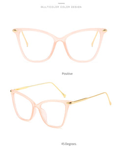 Retro glasses frame women cat eye eyeglasses Large transparent clear eye glasses frames for women  metal leg