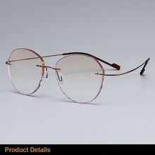 Load image into Gallery viewer, Gmei Optical Stylish Ultra-light Brown Titanium Alloy Women&#39;s Rimless Glasses Frame With Gradient BrownTint Plano Lenses T80899