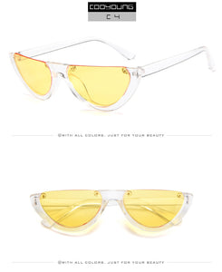 Fashion Cat Eye Style Half Rimless Frame Sunglasses Women Brand Design Gradient Sun Glasses Oculos De Sol