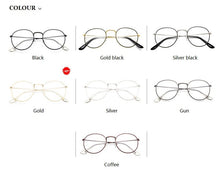 Load image into Gallery viewer, Round Glasses Frame Woman Men Glasses Retro Myopia Optical Frames Metal Clear lens Black Silver Gold Eyeglasses Oculos De Grau
