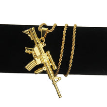 Load image into Gallery viewer, Revolver Uzi Gun Pendant Necklaces Women Men Hip Hop Jewelry Steampunk Bling Rhinestone Gold Long Chain Necklace