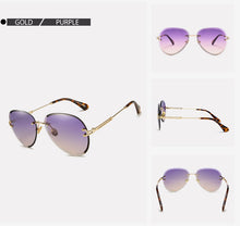 Carica l'immagine nel visualizzatore di Gallery, Moda blu occhiali da sole senza montatura donne 2022 UV400 lusso aviazione signore occhiali da sole occhiali tonalità zonnebril dames