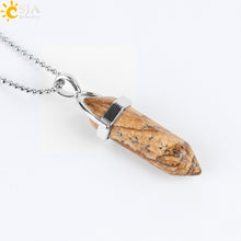 Carica l&#39;immagine nel visualizzatore di Gallery, Real Raw Pink Purple Gem Crystal Necklace Hexagonal Bullet Reiki Chakra Natural Stone Necklace Pendant Women Jewelry E056