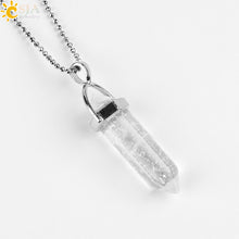 Carica l&#39;immagine nel visualizzatore di Gallery, Real Raw Pink Purple Gem Crystal Necklace Hexagonal Bullet Reiki Chakra Natural Stone Necklace Pendant Women Jewelry E056