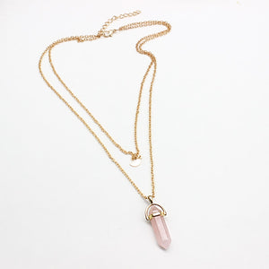Double Moon Necklace Natural Stone Pendant Golden Chain necklaces Birthday Gift Valentine's Day Mother's Day Gifts Jewelry