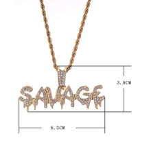 Load image into Gallery viewer, Bling Bling Savage Letter Necklace &amp; Pendant Shiny Ice Out Link Chain Necklace With Tennis Chain Choker Hip Hop Jewelry for Men