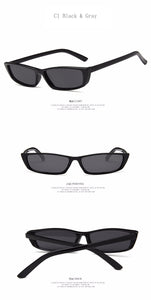 [EL Malus]Small Retro Square Thin Frame Sunglasses UV400 Women Sexy Ladies Sun Glasses Female Yellow White Black Lens Mirror