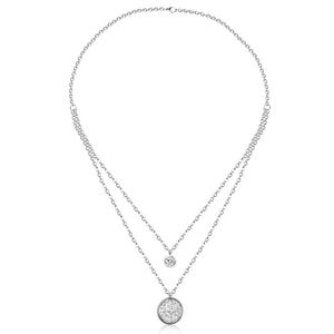 LUXUKISSKIDS New Arrival Jewelry Necklace Romantic Crystal Pendant Necklace CZ Double Chain Necklace Gold/ Steel Color