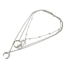 Load image into Gallery viewer, Boho Silver Color Circle Map Horns Pendant Necklace for Women Long Charms Layering Necklaces Party Jewelry Collars 6941