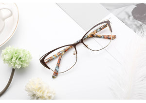 Metal Women Fashion Cat Eye Eyeglasses Frame Optical Glasses Frames Retro Eyeglasses Transparent Computer Glasses For Women