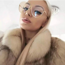 Load image into Gallery viewer, Fashion Half Frame Round Glasses Women Transparent Vintage Large Eyeglasses Gold Frames Clear Lens Glasses Men Lady Eyewear