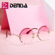 Carica l'immagine nel visualizzatore di Gallery, Moda blu occhiali da sole senza montatura donne 2022 UV400 lusso aviazione signore occhiali da sole occhiali tonalità zonnebril dames