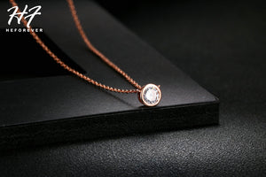 Small Round 1 carat Cubic Zirconia Rose Gold Color Pendant Necklace Hot Jewelry for Women and Girls N388 N453 N454