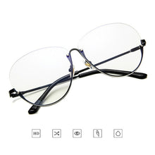 Load image into Gallery viewer, Fashion Half Frame Round Glasses Women Transparent Vintage Large Eyeglasses Gold Frames Clear Lens Glasses Men Lady Eyewear