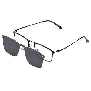 Polarized Clip on Sunglasses Gmei Optical Classical Men Square Ultralight Titanium Alloy Full Rim Sunshades Glasses Frame S94009