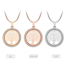 Carica l&#39;immagine nel visualizzatore di Gallery, Tree of Life Crystal Round Small Pendant Necklace Gold Silver Color Bijoux Collier Elegant Women Jewelry Gifts