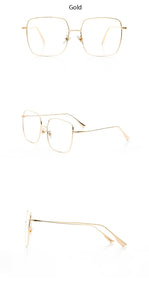 Big Frame Glasses Female Oversized Square Eyeglasses Gold Spectacles Frame Clear Lens Eyewear Optical Myopia Nerd Glasses