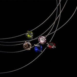 Female Transparent Fishing Line Necklace Silver Color Invisible Chain Women Rhinestone Choker Necklace Collier Femme
