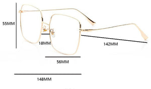 Big Frame Glasses Female Oversized Square Eyeglasses Gold Spectacles Frame Clear Lens Eyewear Optical Myopia Nerd Glasses