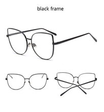 Carica l&#39;immagine nel visualizzatore di Gallery, Oversized Women Metal Cat Eye Glasses Frame Brand Designer Fashion Men Clear Lens Eyeglasses sexy Cat&#39;s Eye gold Optical Frame