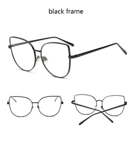 Oversized Women Metal Cat Eye Glasses Frame Brand Designer Fashion Men Clear Lens Eyeglasses sexy Cat's Eye gold Optical Frame