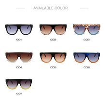 Load image into Gallery viewer, Flat Top Oversized Women Sunglasses Retro Shield Shape Luxy Brand Design Big Frame Rivet Shades Sunglasses Women UV400 Eyewear