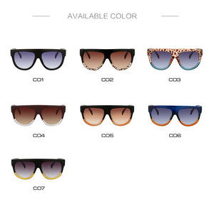 Flat Top Oversized Women Sunglasses Retro Shield Shape Luxy Brand Design Big Frame Rivet Shades Sunglasses Women UV400 Eyewear