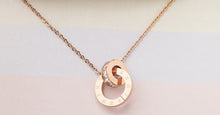 Load image into Gallery viewer, Luxury Elegant Crystal Choker Fashion Roman Digital Stainless Steel Gold Silver Color Pendant Necklaces for Women Jewelry