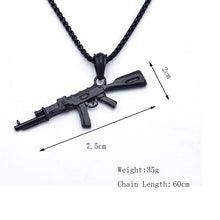 Load image into Gallery viewer, Revolver Uzi Gun Pendant Necklaces Women Men Hip Hop Jewelry Steampunk Bling Rhinestone Gold Long Chain Necklace