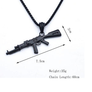 Revolver Uzi Gun Pendant Necklaces Women Men Hip Hop Jewelry Steampunk Bling Rhinestone Gold Long Chain Necklace