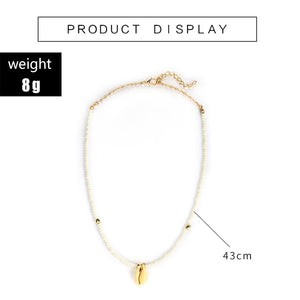 Bohemian Green Rhinestone Shell Choker Pendant Necklace for Women Charming Bead Jewelry Beach Outfits Collares 6947