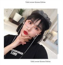 Load image into Gallery viewer, Fashion glasses women female vintage no lense glasses elegant eyeglasses frame half frame pearl chain spectacle frame unisex