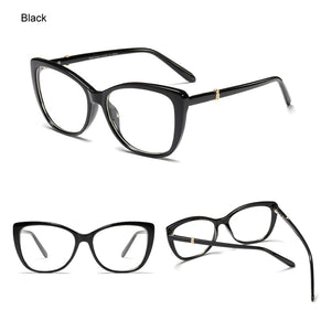 Ralferty  Luxury Eye Glasses Women Cat Eye Frame Eyeglasses TR90 Clear Lens With Spring Leg Optic Spectacle Eyewear F93331