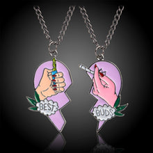 Load image into Gallery viewer, New 2pcs/Set Splice Best Friends Forever Couple Necklace Best Buds Lighter and Cigarettes Broken Heart Shape Pendant Necklace