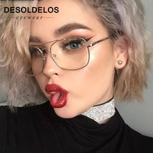 Load image into Gallery viewer, DesolDelos Vintage Gold Metal Frame Eyeglasses Mens Womens Sun glasses Retro Square Optical Lens Eyewear Nerd Clear Lens Glasses