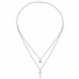 LUXUKISSKIDS CZ Choker Gold Necklace Set Stainless Steel Chain Pendants Necklaces Set For Men Women Girls Cross Pendant Jewelry