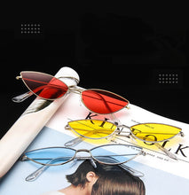 Load image into Gallery viewer, new fashion sunglasses Women  metal retro colorful transparent small colorful Cat Eye Sunglasses UV400