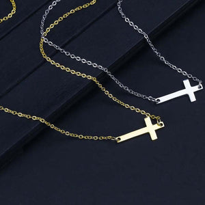 New Fashion Cross Pendant Necklace for Women Men Stainless Steel Religious Jewelry Gold Silver Plated Choker Gift Faith Necklace