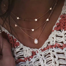 Load image into Gallery viewer, New multi-layer crystal Moon necklaces and pendants for women Vintage charm gold choker necklace