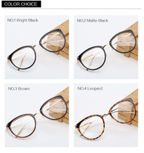 Carica l&#39;immagine nel visualizzatore di Gallery, Oulylan Transparent Cat Eye Glasses Frames Women Fashionable   Fake Eyeglasses Metal Optical Frame for Womens