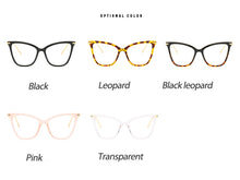 Load image into Gallery viewer, Retro glasses frame women cat eye eyeglasses Large transparent clear eye glasses frames for women  metal leg