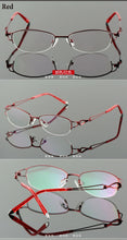 Carica l&#39;immagine nel visualizzatore di Gallery, Metel Alloy  Eyeglasses Half Rim Optical Frame Prescription Women Spectacle Reading Myopia Flower Eye Glasses Purple Blue  52223