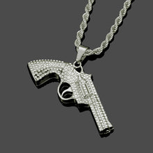Load image into Gallery viewer, Revolver Uzi Gun Pendant Necklaces Women Men Hip Hop Jewelry Steampunk Bling Rhinestone Gold Long Chain Necklace