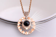 Load image into Gallery viewer, New Rose Gold 100 Languages I Love You Projection Pendant Necklace Romantic Love Memory Wedding Necklace